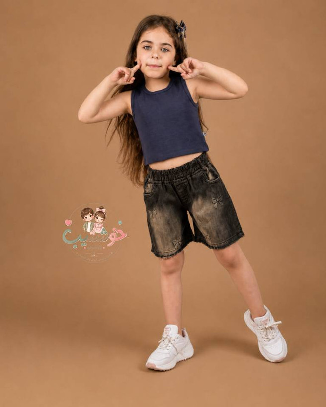 شورتک جین دخترانه پاپیوندار | Denim bow | جین پنبه ای نرم