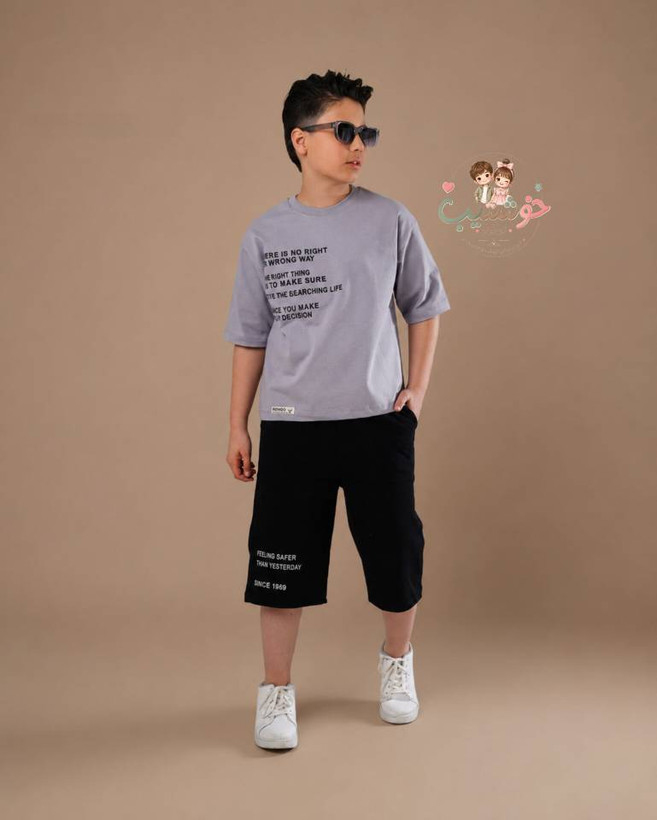 ست تیشرت باکسی و شلوارک اسپرت | searching life | پارچه ماکان درجه یک